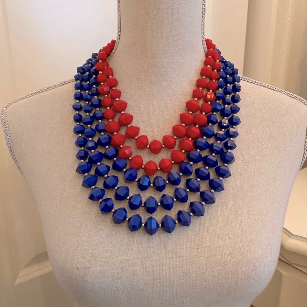 Red and Blue Multilayer Necklace
